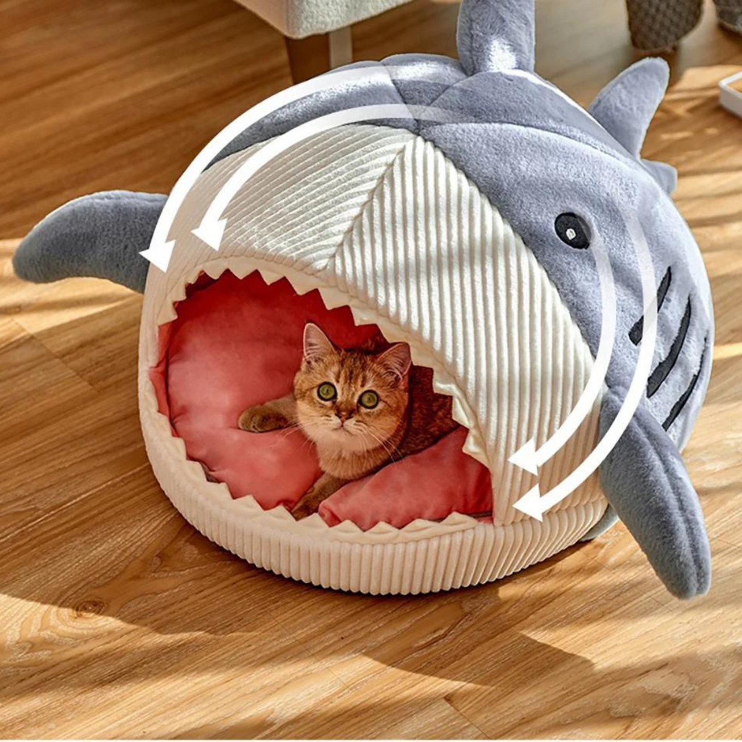 Niedliche Katzenhöhle im süßen Hai-Design - außergewöhnlich entspannen daheim