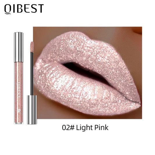 QIBEST 6 Farben Metallic Glitter Diamant Flüssiger Lippenstift Wasserdicht Lang anhaltende Perle Glänzender Lipgloss Charmantes Frauen Lippen-Make-up